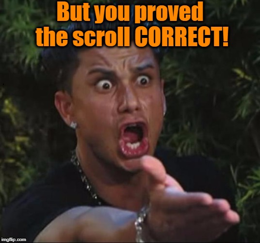for crying out loud | But you proved the scroll CORRECT! | image tagged in for crying out loud | made w/ Imgflip meme maker