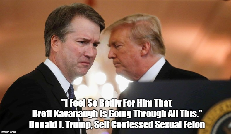 "I Feel So Badly For Him That Brett Kavanaugh Is Going Through All This." Donald J. Trump, Self Confessed Sexual Felon | made w/ Imgflip meme maker