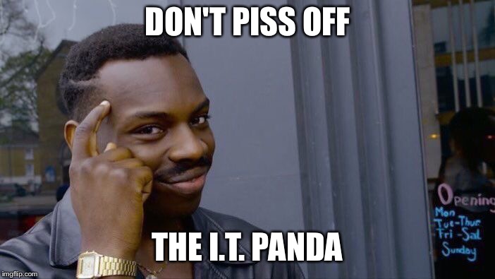 Roll Safe Think About It Meme | DON'T PISS OFF THE I.T. PANDA | image tagged in memes,roll safe think about it | made w/ Imgflip meme maker