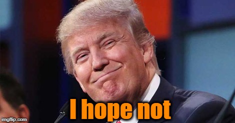 Trump smiling | I hope not | image tagged in trump smiling | made w/ Imgflip meme maker