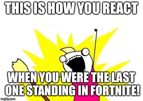 X All The Y | THIS IS HOW YOU REACT; WHEN YOU WERE THE LAST ONE STANDING IN FORTNITE! | image tagged in memes,x all the y | made w/ Imgflip meme maker