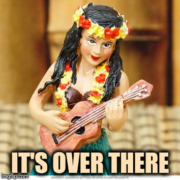 Hula girl | IT'S OVER THERE | image tagged in hula girl | made w/ Imgflip meme maker
