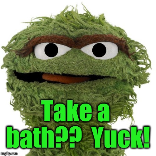 Oscar The Grouch | Take a bath??  Yuck! | image tagged in oscar the grouch | made w/ Imgflip meme maker