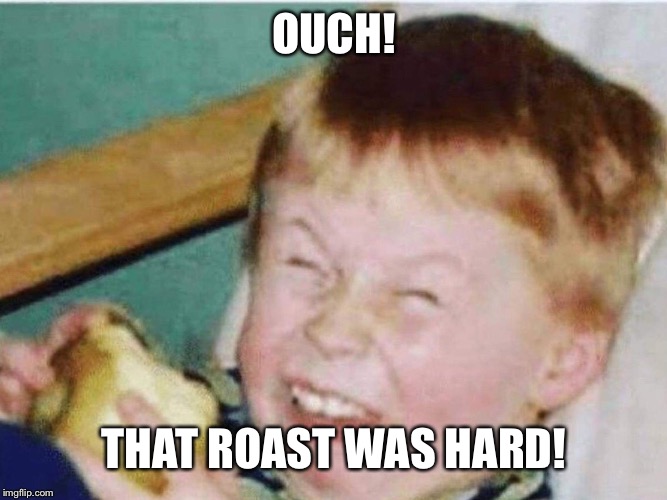 Friends are roasting you | OUCH! THAT ROAST WAS HARD! | image tagged in friends are roasting you | made w/ Imgflip meme maker