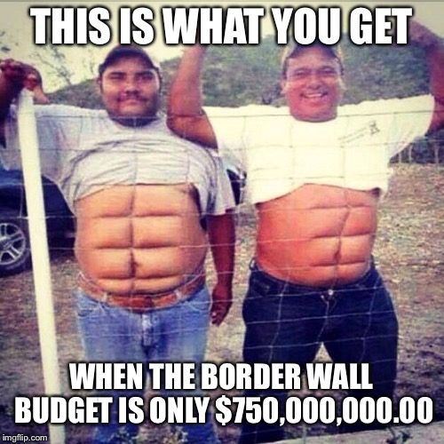 Six pack | THIS IS WHAT YOU GET; WHEN THE BORDER WALL BUDGET IS ONLY $750,000,000.00 | image tagged in six pack,border wall,mexican wall,memes | made w/ Imgflip meme maker