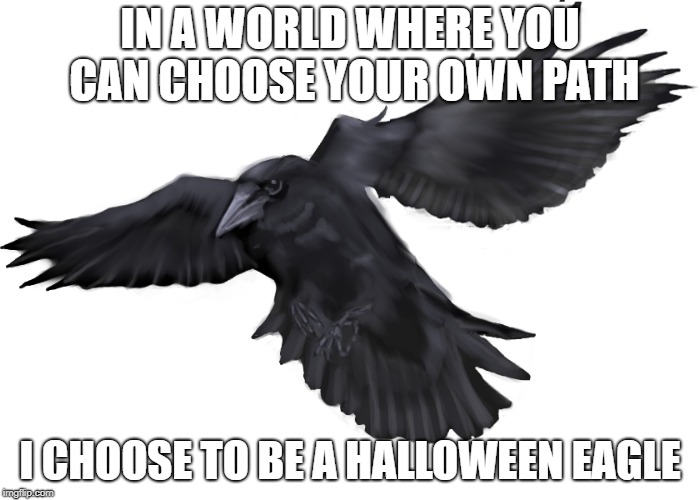 IN A WORLD WHERE YOU CAN CHOOSE YOUR OWN PATH; I CHOOSE TO BE A HALLOWEEN EAGLE | image tagged in halloween,funny,funny memes | made w/ Imgflip meme maker