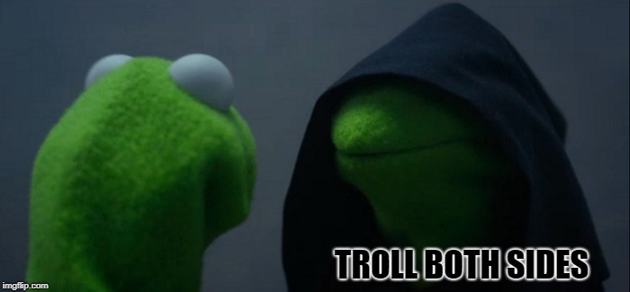 Evil Kermit Meme | TROLL BOTH SIDES | image tagged in memes,evil kermit | made w/ Imgflip meme maker