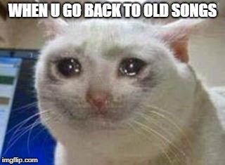 Sad cat | WHEN U GO BACK TO OLD SONGS | image tagged in sad cat | made w/ Imgflip meme maker