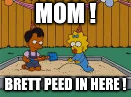 Sandbox | MOM ! BRETT PEED IN HERE ! | image tagged in sandbox | made w/ Imgflip meme maker
