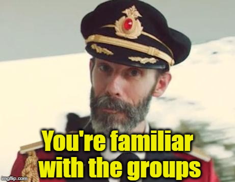 Captain Obvious | You're familiar with the groups | image tagged in captain obvious | made w/ Imgflip meme maker