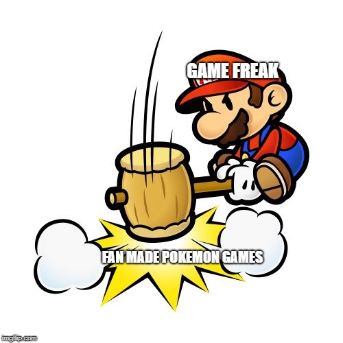 Mario Hammer Smash | GAME FREAK; FAN MADE POKEMON GAMES | image tagged in memes,mario hammer smash | made w/ Imgflip meme maker