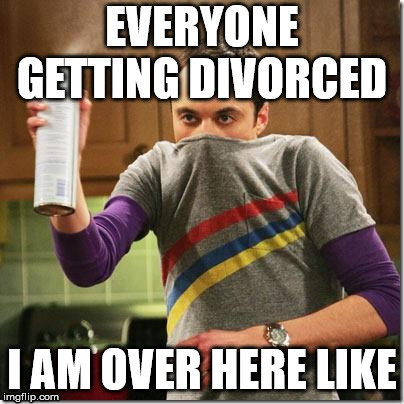 air freshener sheldon cooper | EVERYONE GETTING DIVORCED; I AM OVER HERE LIKE | image tagged in air freshener sheldon cooper | made w/ Imgflip meme maker