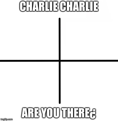 Charlie charlie | CHARLIE CHARLIE; ARE YOU THERE¿ | image tagged in memes,blank starter pack | made w/ Imgflip meme maker