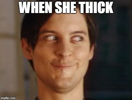 Spiderman Peter Parker | WHEN SHE THICK | image tagged in memes,spiderman peter parker | made w/ Imgflip meme maker