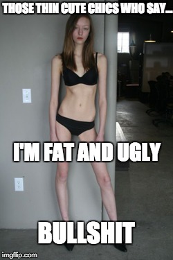 This Is Bull | THOSE THIN CUTE CHICS WHO SAY... I'M FAT AND UGLY; BULLSHIT | image tagged in skinny girl | made w/ Imgflip meme maker