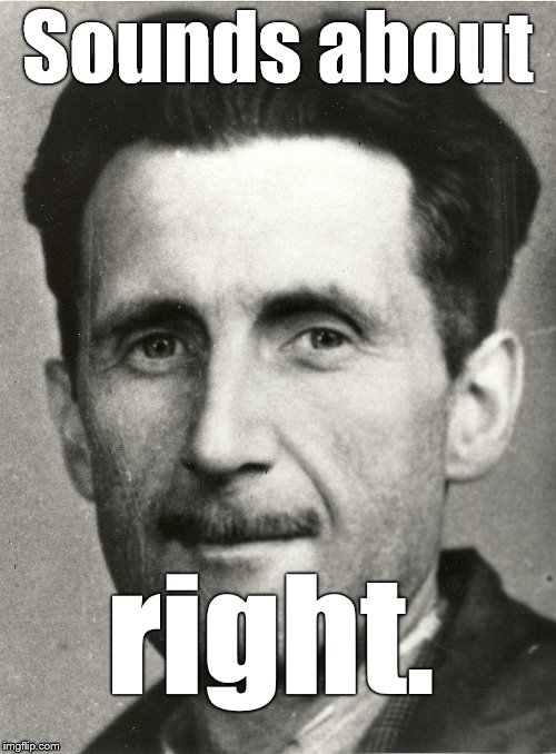 george orwell 1943 | Sounds about right. | image tagged in george orwell 1943 | made w/ Imgflip meme maker