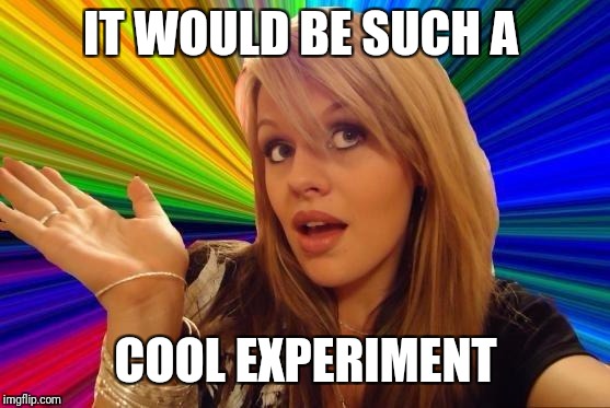 Dumb Blonde Meme | IT WOULD BE SUCH A COOL EXPERIMENT | image tagged in memes,dumb blonde | made w/ Imgflip meme maker