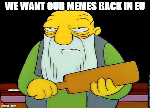 That's a paddlin' Meme | WE WANT OUR MEMES BACK IN EU | image tagged in memes,that's a paddlin' | made w/ Imgflip meme maker