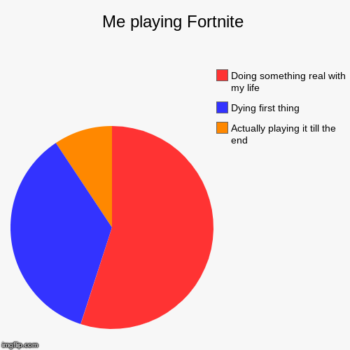 Me playing Fortnite | Actually playing it till the end , Dying first thing, Doing something real with my life | image tagged in funny,pie charts | made w/ Imgflip chart maker