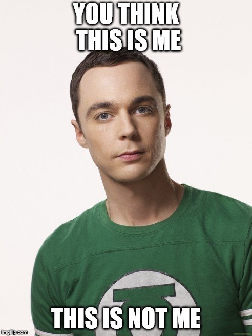 YOU THINK THIS IS ME; THIS IS NOT ME | image tagged in sheldon cooper | made w/ Imgflip meme maker
