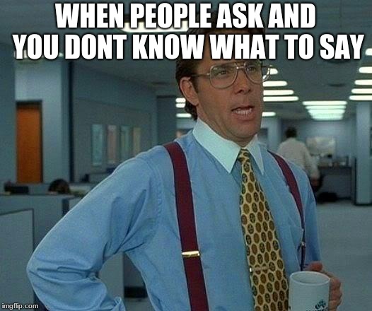 That Would Be Great | WHEN PEOPLE ASK AND YOU DONT KNOW WHAT TO SAY | image tagged in memes,that would be great | made w/ Imgflip meme maker