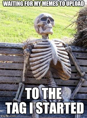 tru check it out its teddyarchive fams | WAITING FOR MY MEMES TO UPLOAD; TO THE TAG I STARTED | image tagged in memes,waiting skeleton,funny,dank,teddyarchive | made w/ Imgflip meme maker