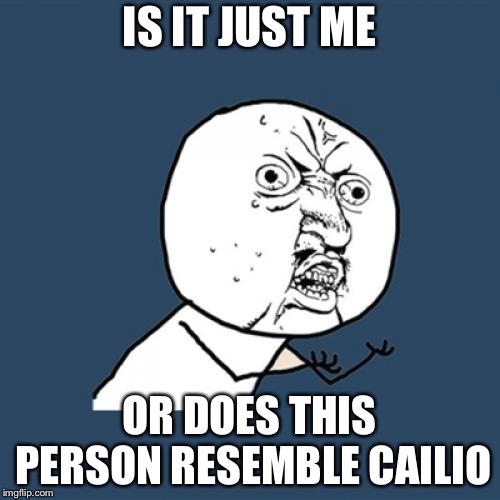 Y U No Meme | IS IT JUST ME; OR DOES THIS PERSON RESEMBLE CAILIO | image tagged in memes,y u no | made w/ Imgflip meme maker