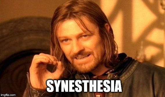 One Does Not Simply Meme | SYNESTHESIA | image tagged in memes,one does not simply | made w/ Imgflip meme maker