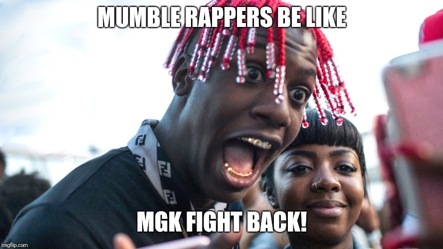 MUMBLE RAPPERS BE LIKE; MGK FIGHT BACK! | image tagged in eminem mgk battlerap hiphop rap eminemvsmgk | made w/ Imgflip meme maker