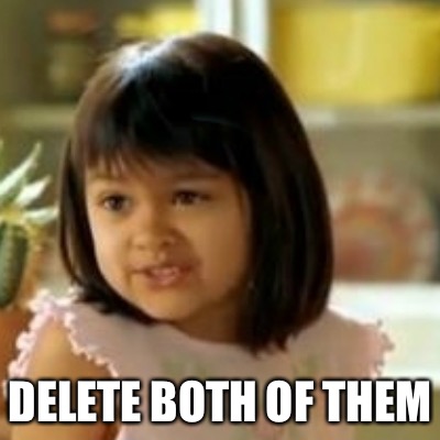 why not both | DELETE BOTH OF THEM | image tagged in why not both | made w/ Imgflip meme maker
