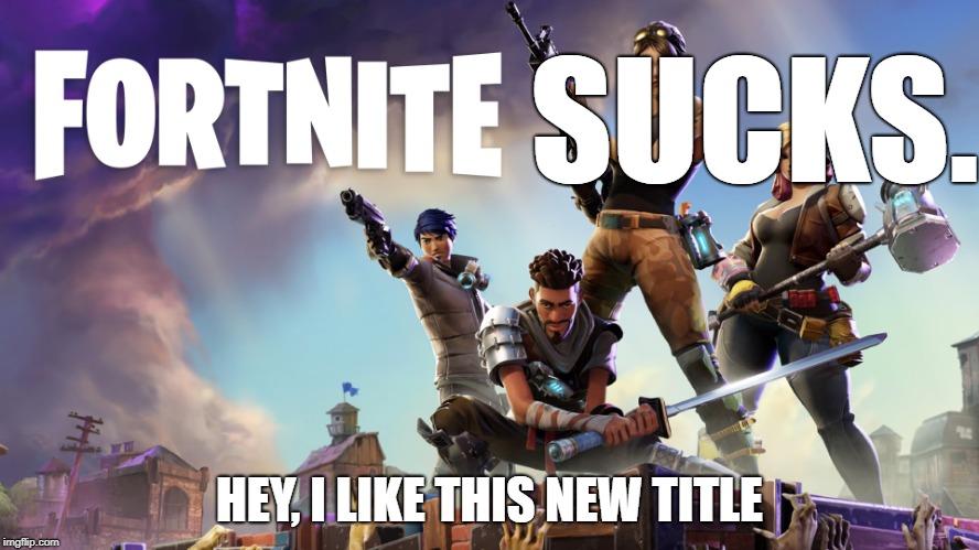 SUCKS. HEY, I LIKE THIS NEW TITLE | image tagged in fortnite | made w/ Imgflip meme maker
