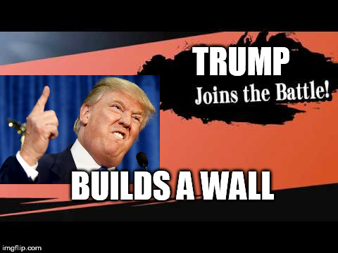 TRUMP; BUILDS A WALL | image tagged in donald trump | made w/ Imgflip meme maker
