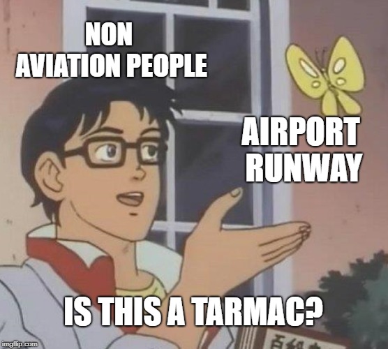 Is This A Pigeon | NON AVIATION PEOPLE; AIRPORT RUNWAY; IS THIS A TARMAC? | image tagged in memes,is this a pigeon | made w/ Imgflip meme maker