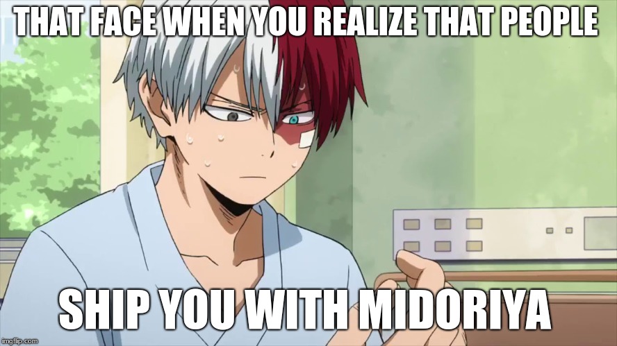 todoroki | THAT FACE WHEN YOU REALIZE THAT PEOPLE; SHIP YOU WITH MIDORIYA | image tagged in my hero academia | made w/ Imgflip meme maker
