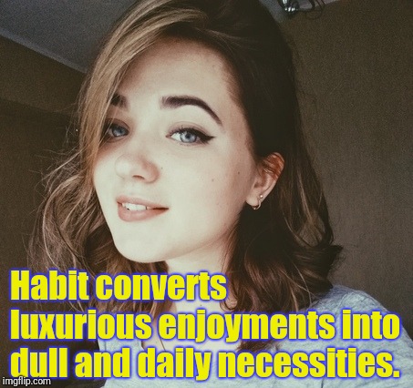 Habit converts luxurious enjoyments into dull and daily necessities. | made w/ Imgflip meme maker