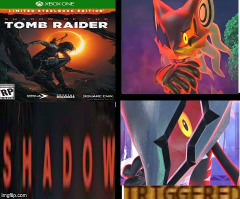 triggered | image tagged in triggered template,infinite,shadow the hedgehog,sonic forces,59458,tomb raider | made w/ Imgflip meme maker