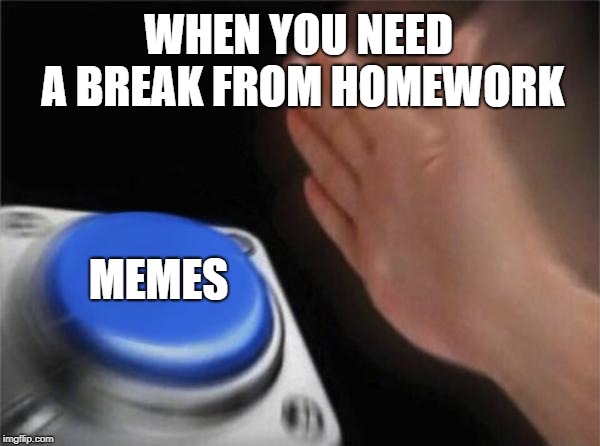 Blank Nut Button | WHEN YOU NEED A BREAK FROM HOMEWORK; MEMES | image tagged in memes,blank nut button | made w/ Imgflip meme maker