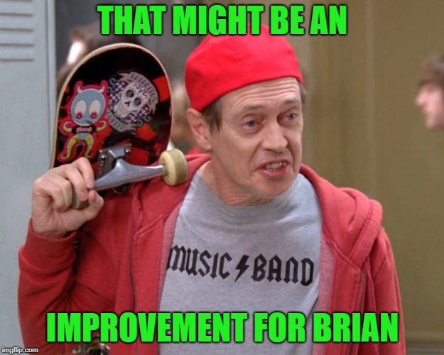 Steve Buscemi Fellow Kids | THAT MIGHT BE AN IMPROVEMENT FOR BRIAN | image tagged in steve buscemi fellow kids | made w/ Imgflip meme maker
