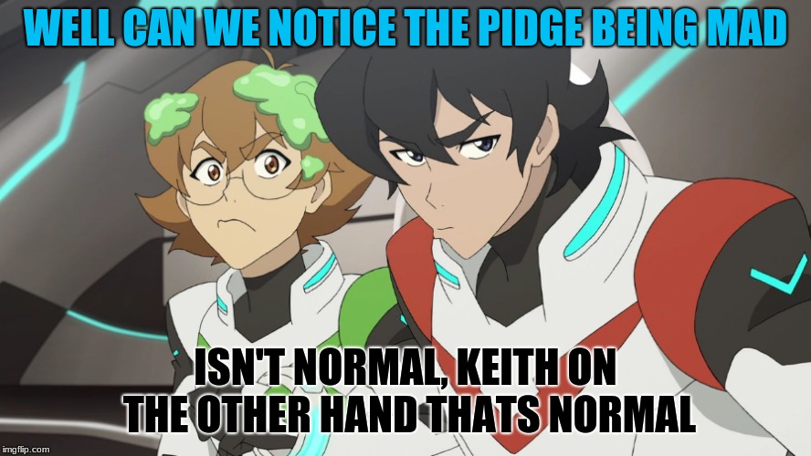 Mad voltron | WELL CAN WE NOTICE THE PIDGE BEING MAD; ISN'T NORMAL, KEITH ON THE OTHER HAND THATS NORMAL | image tagged in mad voltron | made w/ Imgflip meme maker