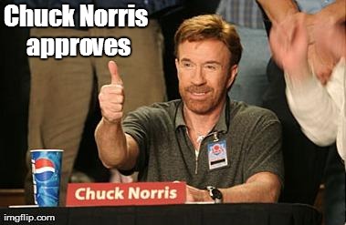Chuck Norris approves | made w/ Imgflip meme maker