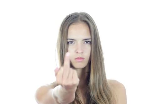 High Quality Woman middle finger Blank Meme Template