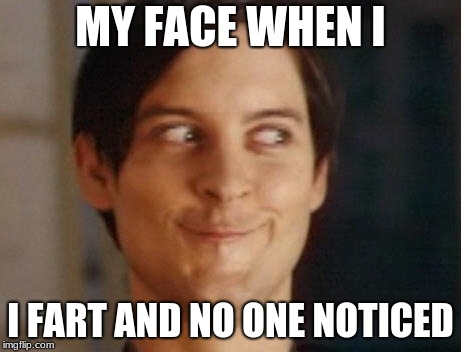 Spiderman Peter Parker Meme | MY FACE WHEN I; I FART AND NO ONE NOTICED | image tagged in memes,spiderman peter parker | made w/ Imgflip meme maker