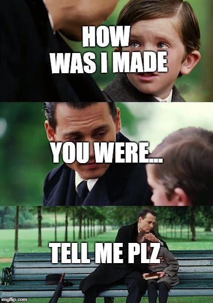 Finding Neverland | HOW WAS I MADE; YOU WERE... TELL ME PLZ | image tagged in memes,finding neverland | made w/ Imgflip meme maker