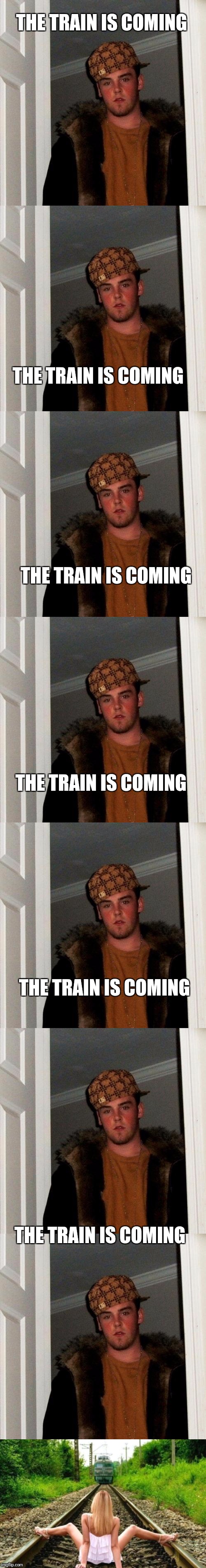 Get off the tracks | THE TRAIN IS COMING; THE TRAIN IS COMING; THE TRAIN IS COMING; THE TRAIN IS COMING; THE TRAIN IS COMING; THE TRAIN IS COMING | made w/ Imgflip meme maker