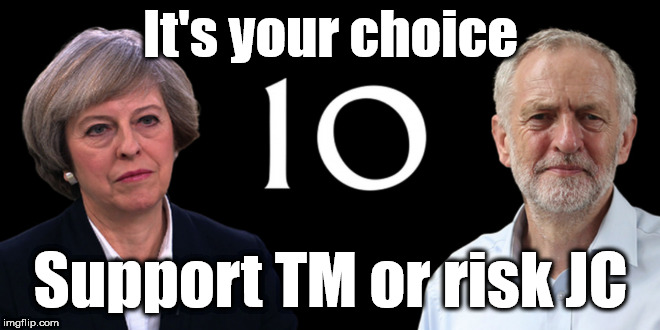 Corbyn risk |  It's your choice; Support TM or risk JC | image tagged in corbyn eww,weaintcorbyn,labourisdead,anti-semite and a racist,momentum students,communist socialist | made w/ Imgflip meme maker