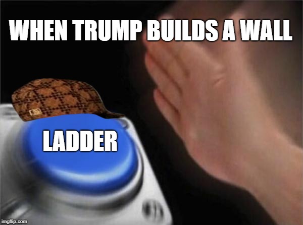 Blank Nut Button | WHEN TRUMP BUILDS A WALL; LADDER | image tagged in memes,blank nut button,scumbag | made w/ Imgflip meme maker
