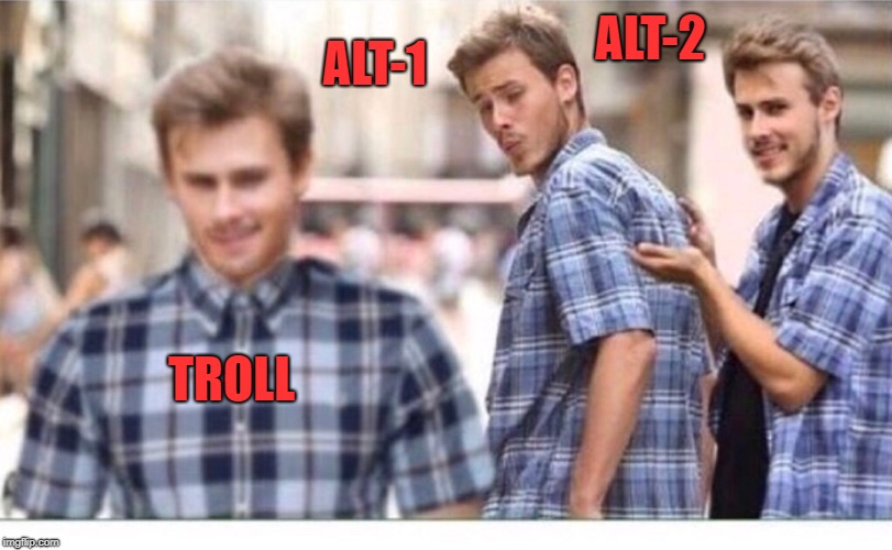 troll's be like | ALT-1; ALT-2; TROLL | image tagged in troll,imgflip,fact | made w/ Imgflip meme maker