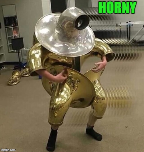 horny guy | HORNY | image tagged in guy,horns | made w/ Imgflip meme maker
