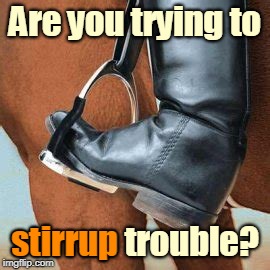 Are you trying to; stirrup trouble? stirrup | made w/ Imgflip meme maker