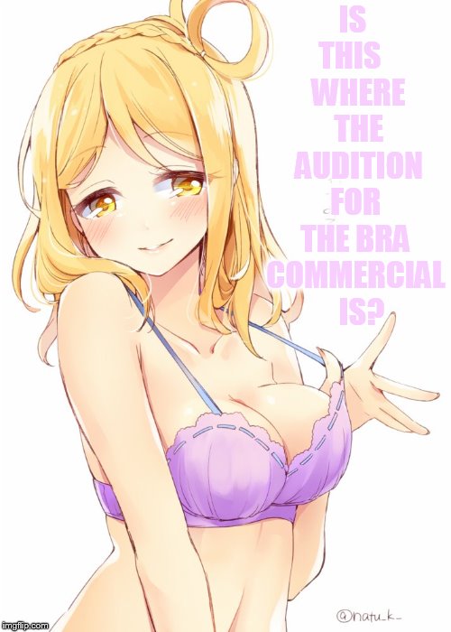 IS THIS    WHERE   THE   AUDITION FOR THE BRA COMMERCIAL   IS? | made w/ Imgflip meme maker